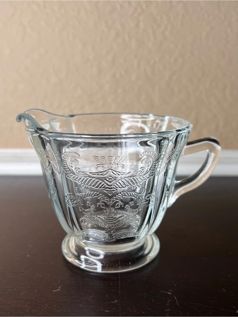 Vintage 1930s Federal Glass Madrid Clear Depression Glass Footed Creamer